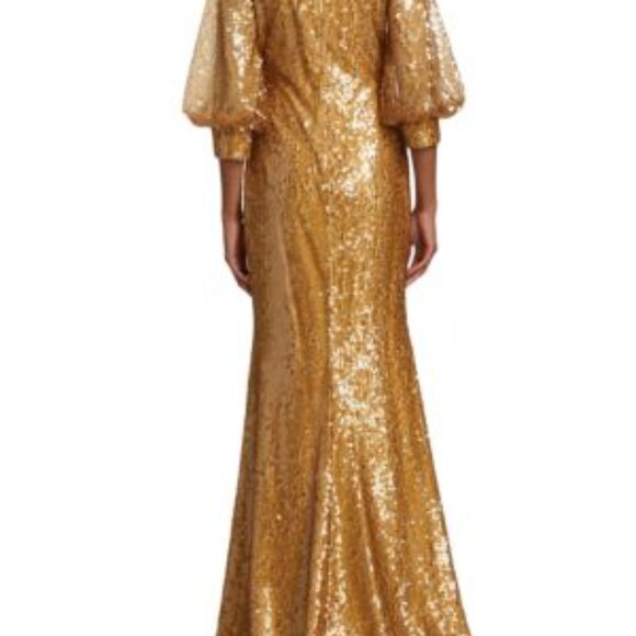 Badgley Mischka Odessa Gold Sequin Gown | Size 4 | Elegant Evening Formal Dress - Picture 8 of 12